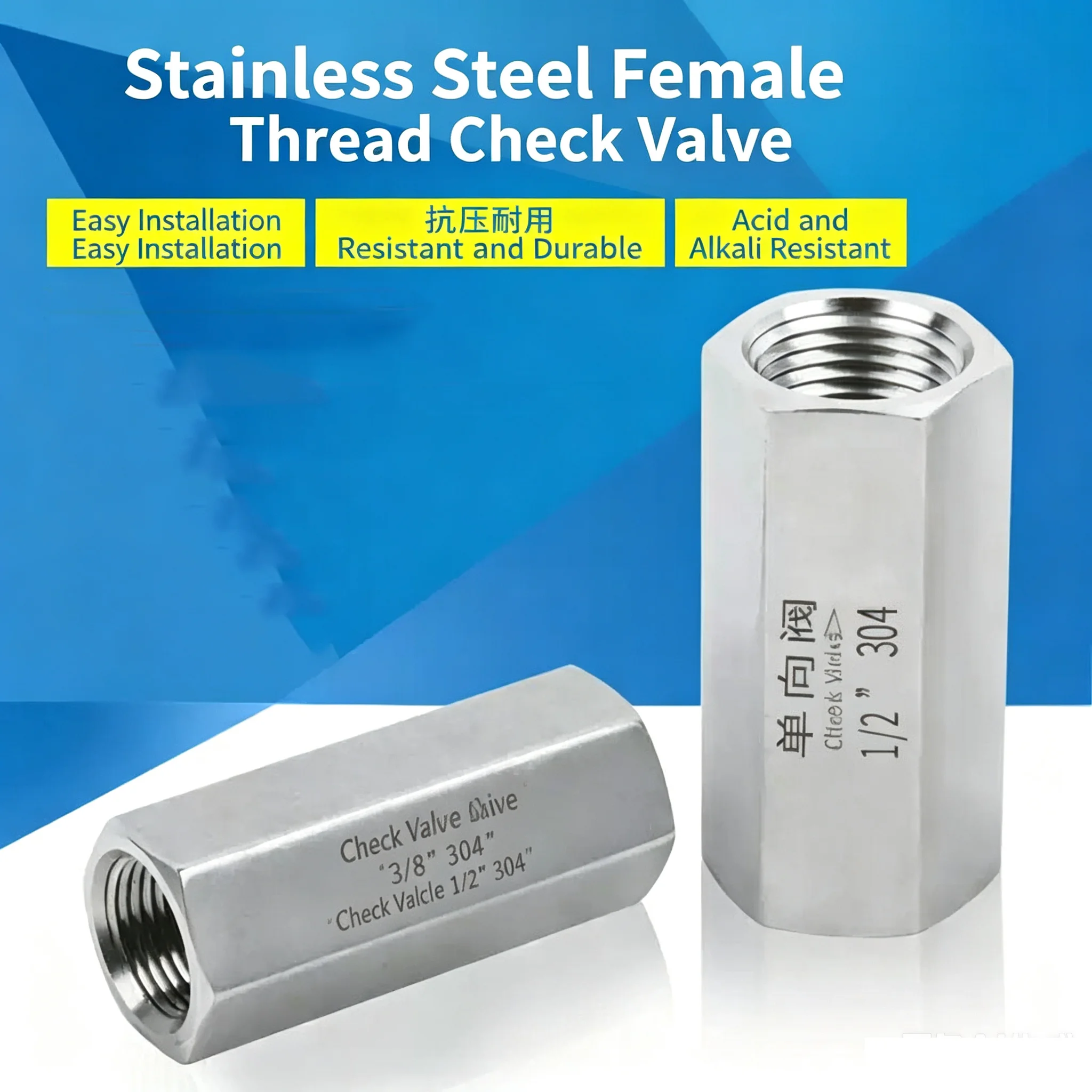 304 316L Stainless Steel Pneumatic Check Valve One Way Valve 1/8 1/4 3/8 1/2 3/4 BSP Thread Air Compressor Non Return Valve
