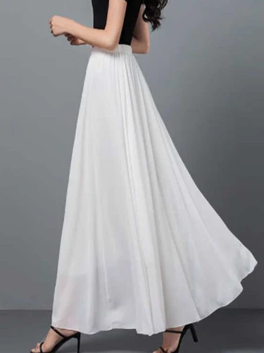 Imagen 2 del producto Falda de gasa elástica de cintura alta para mujer, falda adelgazante, línea A, falda larga, vestido de baile