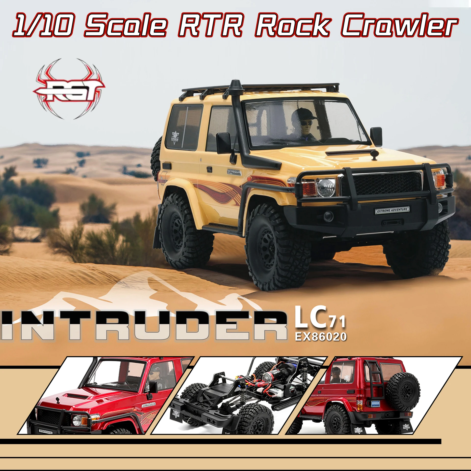 

1/10 RGT EX86020 RC Car LC71 RTR 4WD Remote Control Vehicle 2.4G RC Electric Model Car Rock Crawler Toys for Adult Children
