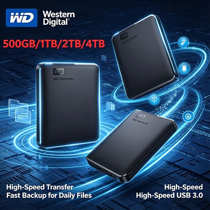 WD Western Digital Mobile Hard Disk 6TB 5TB 4TB 2TB 1TB External HDD 2.5" Hard Drive Large-capacity Mechanical USB3.0 Hard Drive