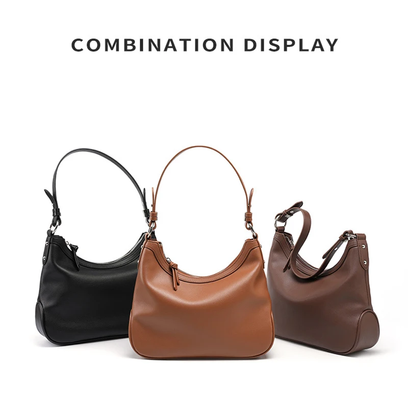 Female 2024 New High-grade Joker Crossbody Handbag Lady Split Leather Underarm Messenger Bag Women Versatile Shoulder Bags