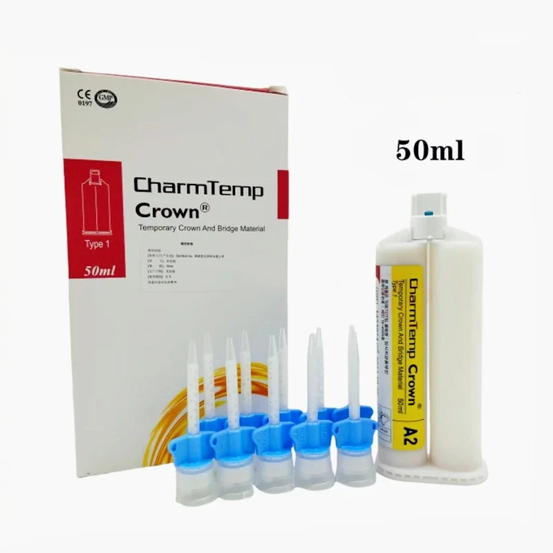 Style A1/A2/A3/B Dental Temporary Crown Bridge Material with Mixng Tips Oral Casting Wax Mixing Gun Dental Resin Material 50ml