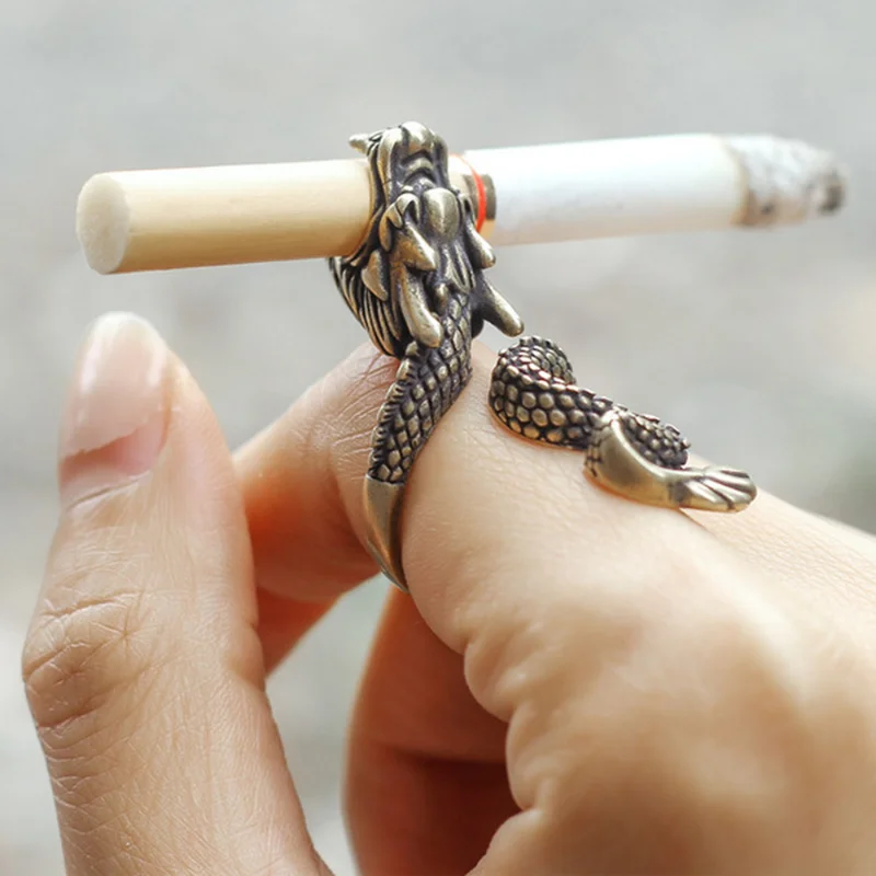 Cigarette Holder Dragon Ring Rack Metal Smoker Finger Clip Hand Rack Tobacco Cigarettes Smoking  Accessories Gadget Men Gift