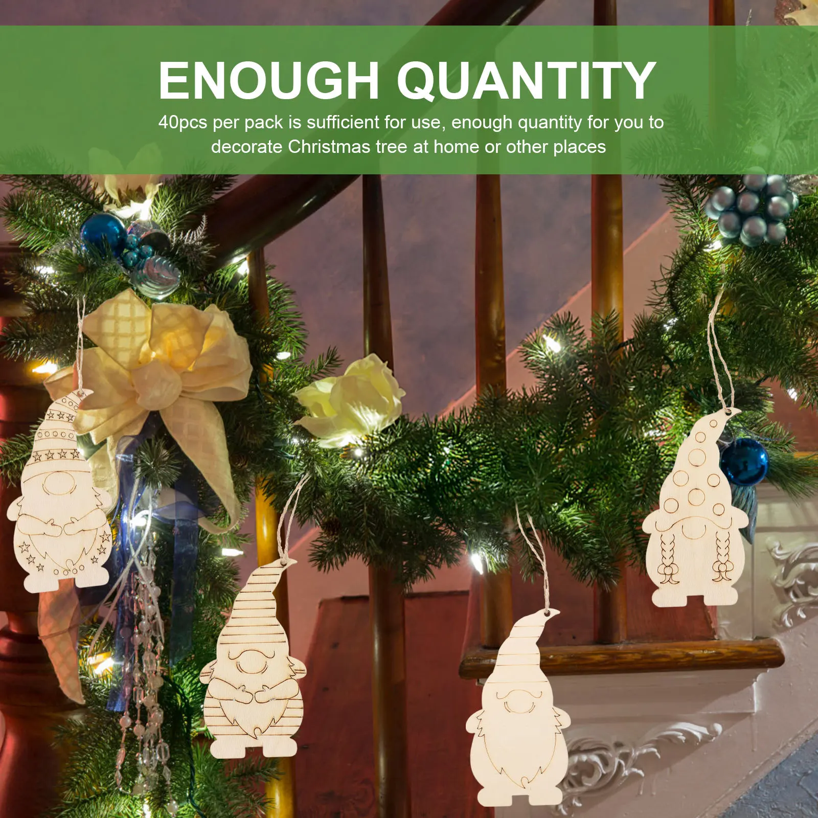 

40Pcs Wooden Gnome DIY Painting Pendants Home Decoration Xmas Christmas Drawing Ornament DIY Chips Graffiti Chips