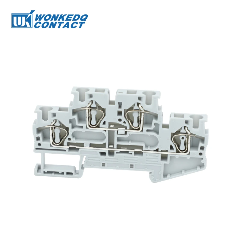 STTB4 Double Level Spring-Cage Terminal Block NS35 Din Rail Mount Connection 4mm² Cable 2 Layer Connector Electrical STTB 4