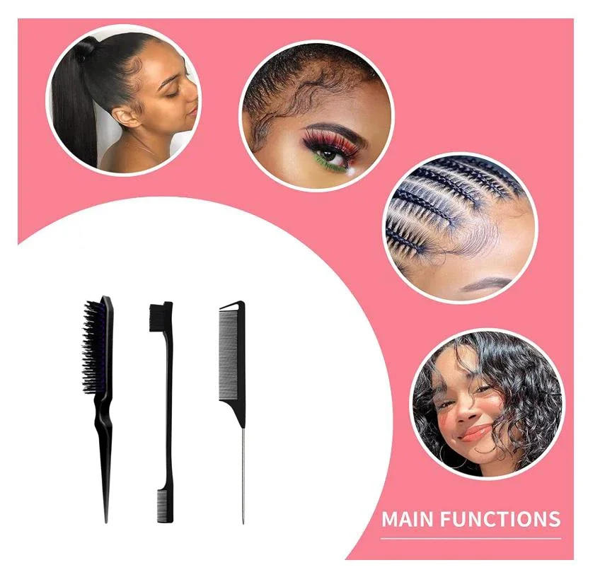 

3pcs styling comb set triple teasing comb mouse tail comb edge brush hair tail tool hair styling set Special for real hair wigs