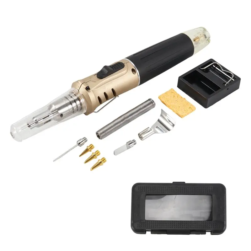 -[33A Tvdae] HS-1115K 10-In-1 Multifunction Gas Soldering Iron Case Set Lighter Spray Set Welding Equipment
