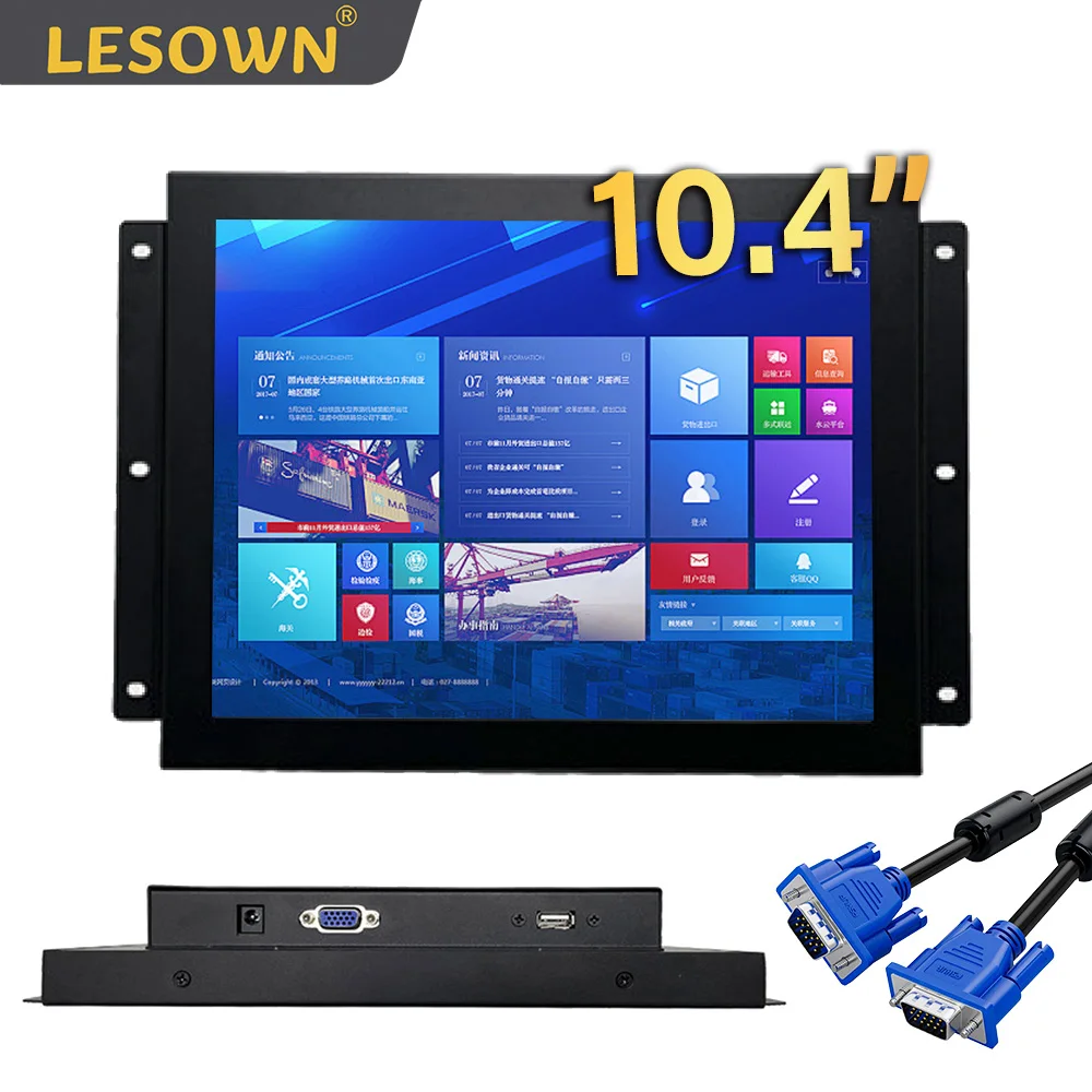 

LESOWN 10.4 Inch 1024x768 Embedded Display LCD Panel Mount Display Robust Industrial-Grade Design with VGA for Medical Equipment