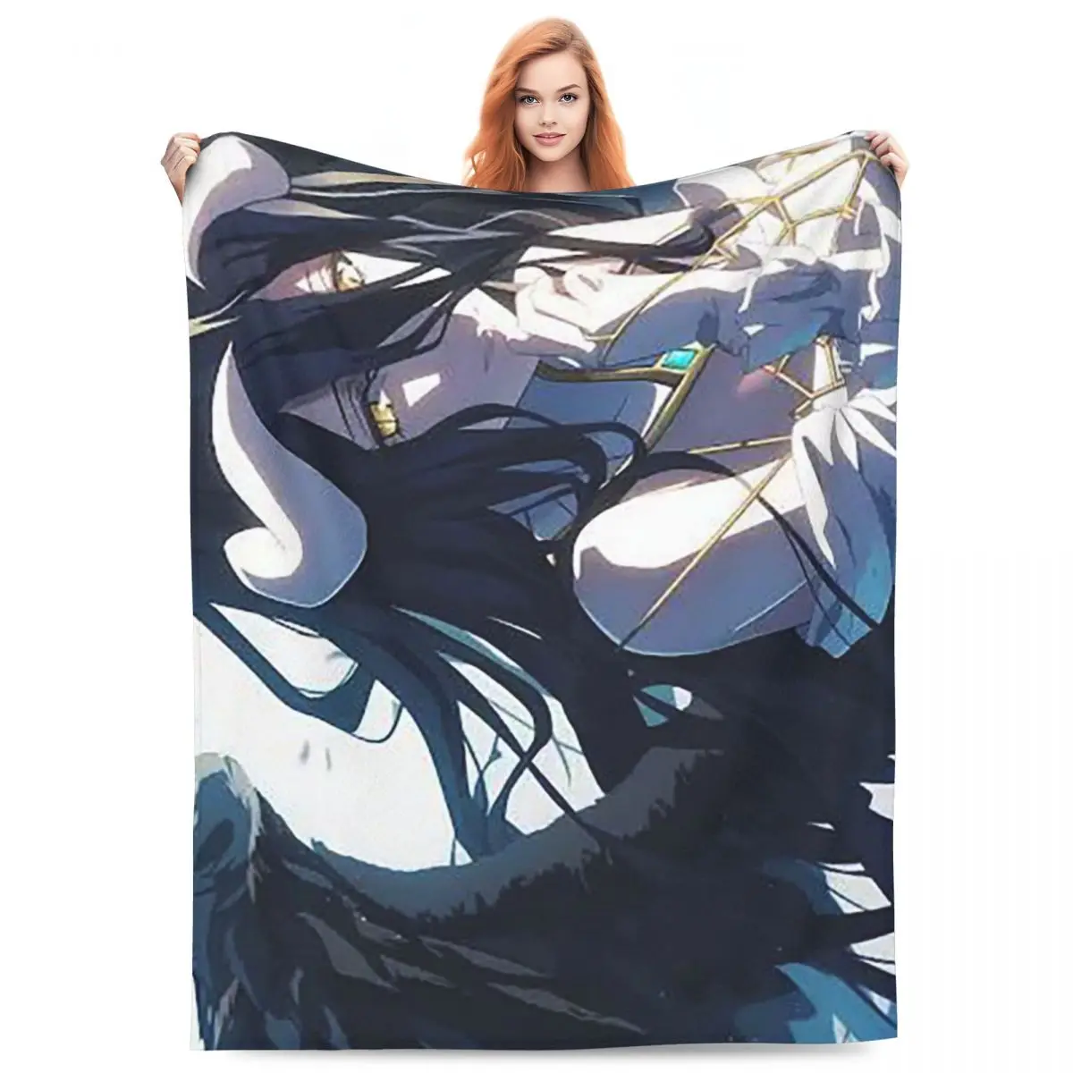 Adventure Anime Albedo Overlord Blanket Flannel Sofa Throw Blanket Lightweight for Couch Bedding Travel Throws Bedspread Quilt
