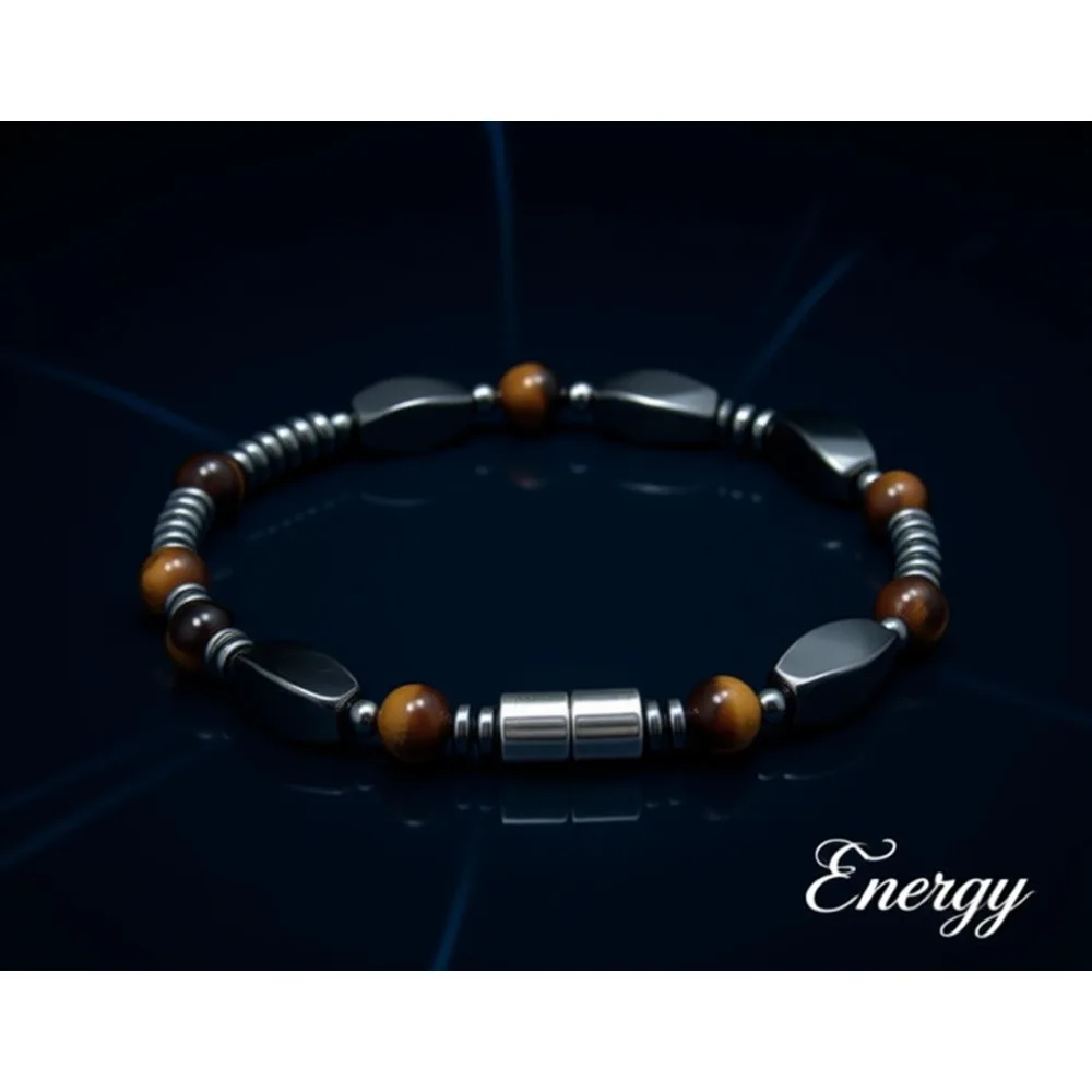 

Элегантный браслет из бусин тигрового глаза с магнитным гематитом