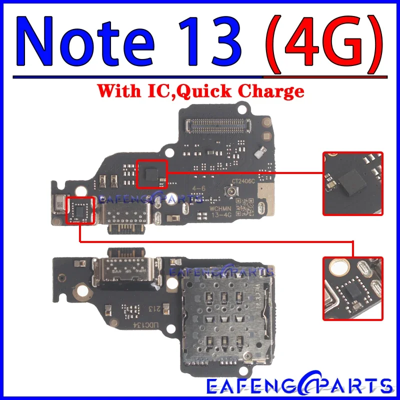 Usb Dock Charger Connector for Xiaomi Redmi Note 12 12S 13C Pro Plus + 4G 5G Charging Board Flex Ports Module