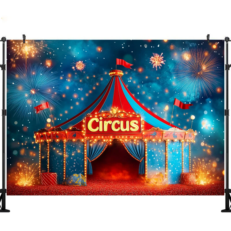 LS Photography Background Circus Night Carnival Ferris Wheel Birthday Cake Smash Kids Portrait Decor Backdrop Photo Studio