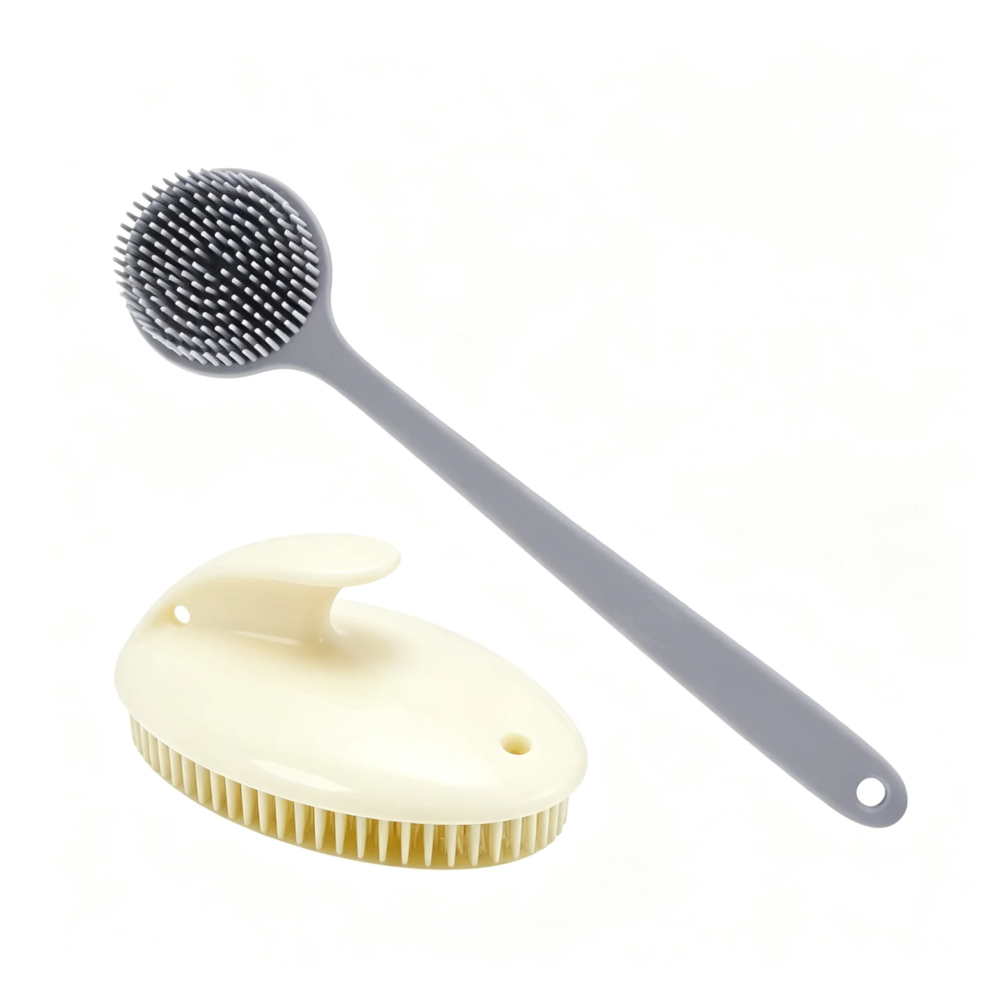 Langstielige Doppelseitige Duschbürste Körper-Peeling-Massagebürste mit Weichen und Festen Borsten Rückenbürste Badeschwamm – Detail 9