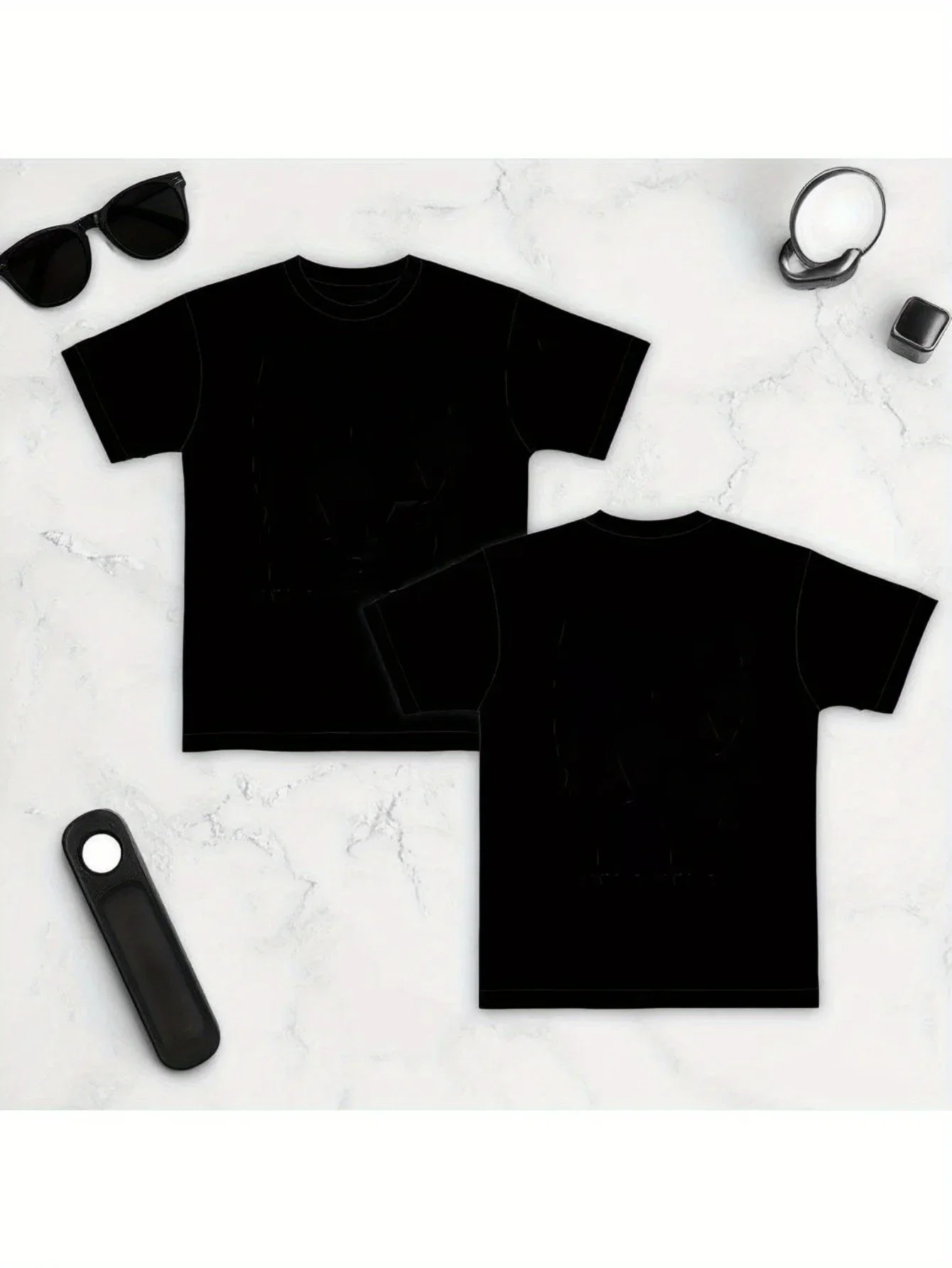 تي شيرت تذكاري للتخرج لعام 2026 للرجال - قطن أسود برقبة دائرية وأكمام قصيرة