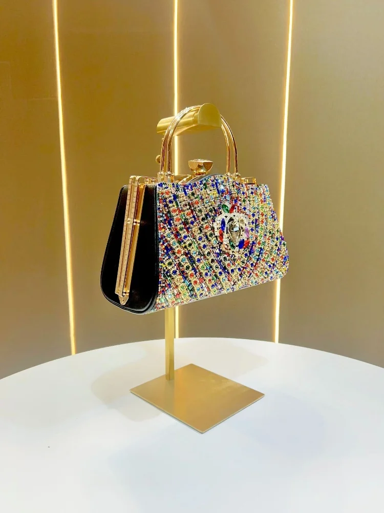 Women's Luxury Shiny Crystal Inlaid Diamond Evening Bag 2025 High-quality Wedding Party Tote Atmospheric Square Bag Shoulder Bag