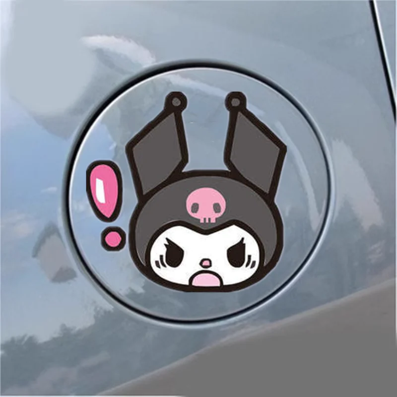 Sanrio Kuromi Series Stickers Kawaii Expression Waterproof Car Decoration Stickers Fuel Tank Cap Children\'s Toys Birthday Gift