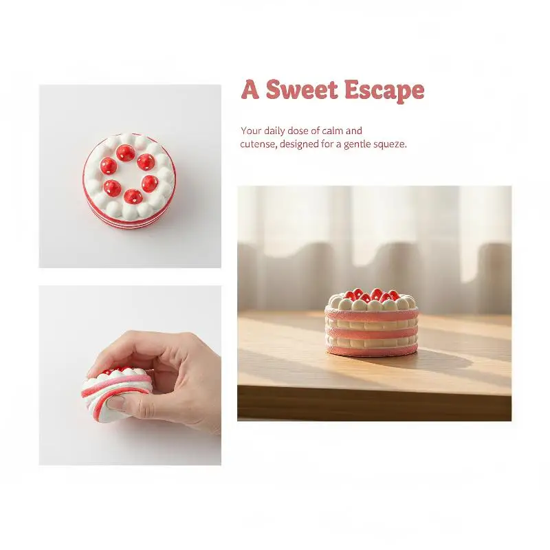 For Stress Relief Kids Gifts And Desktop Decoration Strawberry Cake Slow Stress Relief Toy Soft Pressing Food Toy