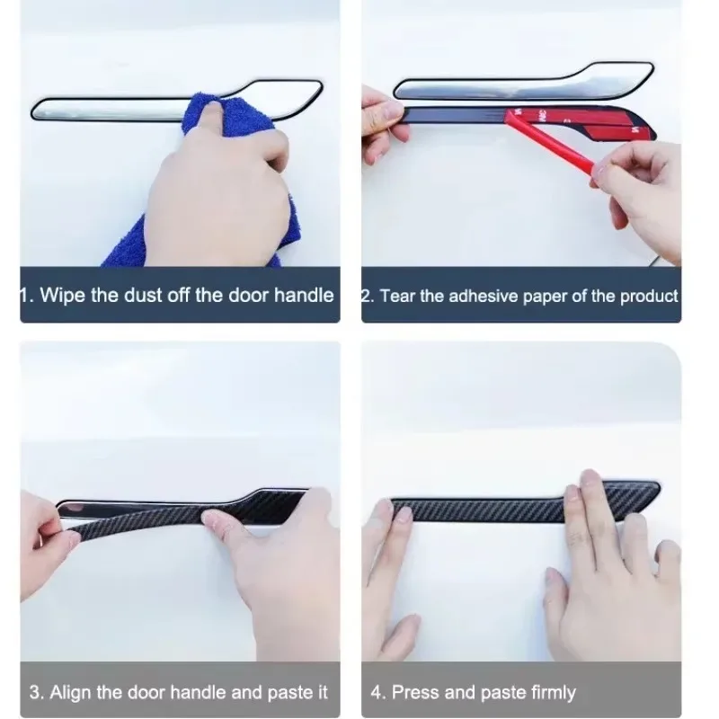 ABS Carbon Fiber Color Door Handle Trim Protector Cover Stickers For Tesla Model 3 Model Y YL Juniper  Car Decor Accessories