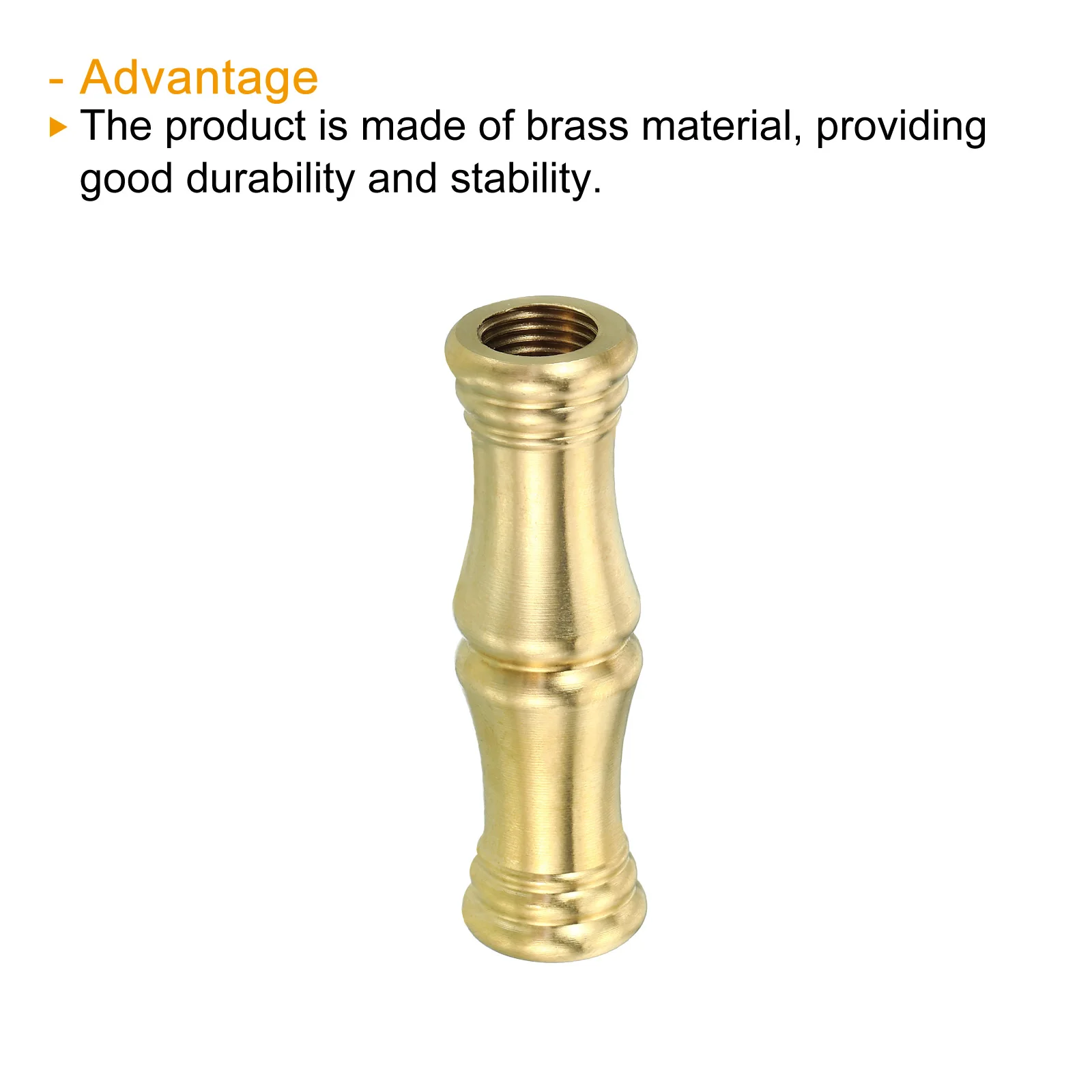 2Pcs M10 Solid Brass Lamp Neck Threaded Turned Brass Spindle Slips Lamp Finial Pipe Coupling for Lamp Decoration