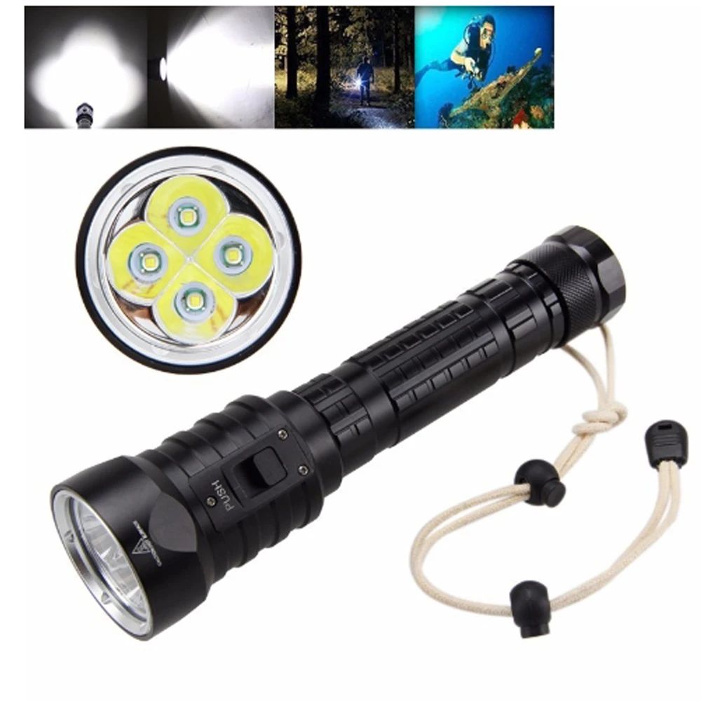 Ultra bright LED Diving Flashlight DX4S Yellow Light Dive headlight 3 modes Underwater Waterproof Scuba Dive Torch Searchlight