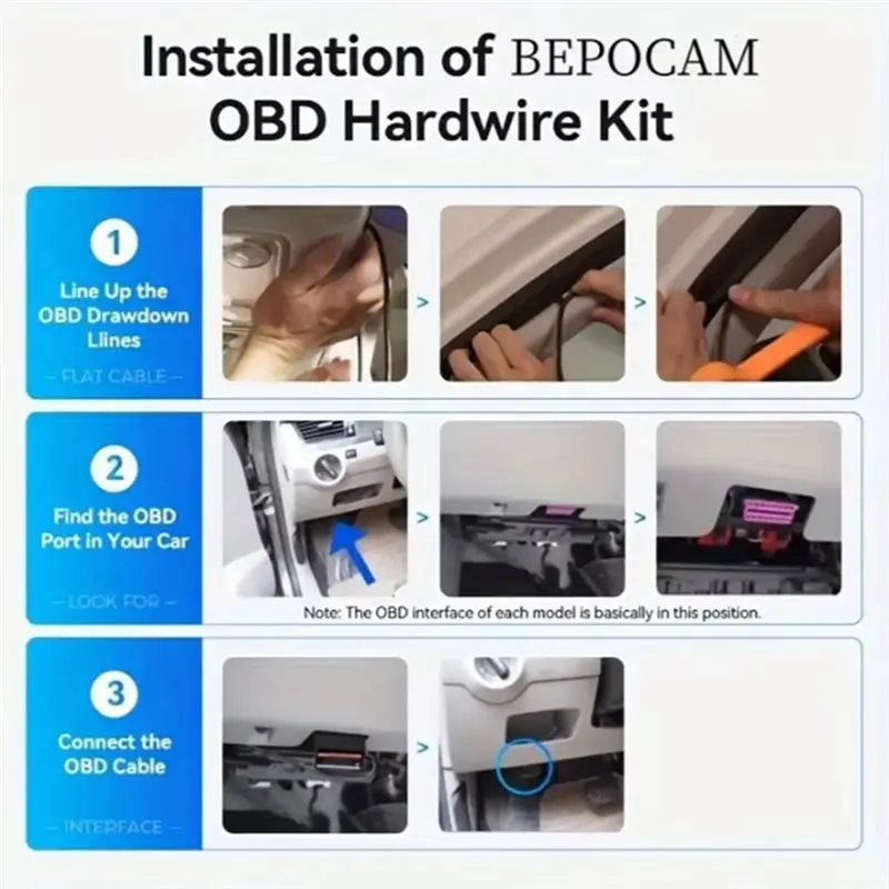 ABQB-OBD For Dashcam Parking Monitoring Cable With Switch, Low Voltage Protection, Type-C Straight Plug Design Plug And Play