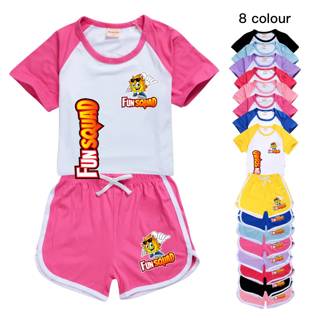 Summer Children's Fun Squad Gaming T-Shirt+Shorts 2Pcs/set Kids Casual Tracksuits Suit Baby Boys Sportsuit Girls Running Outfits