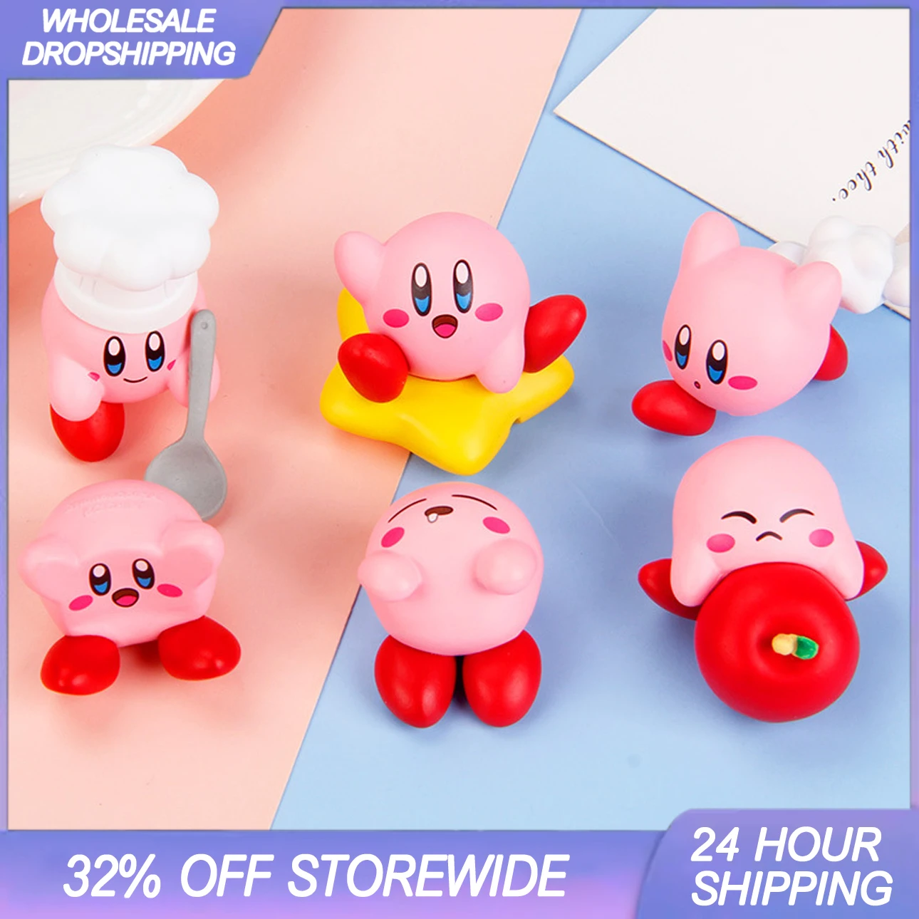 6pcs Kirby Figure Kawaii model Ornaments for Hobby Collection Toys Perfect Christmas and Birthday Gifts for Girls Children Kids