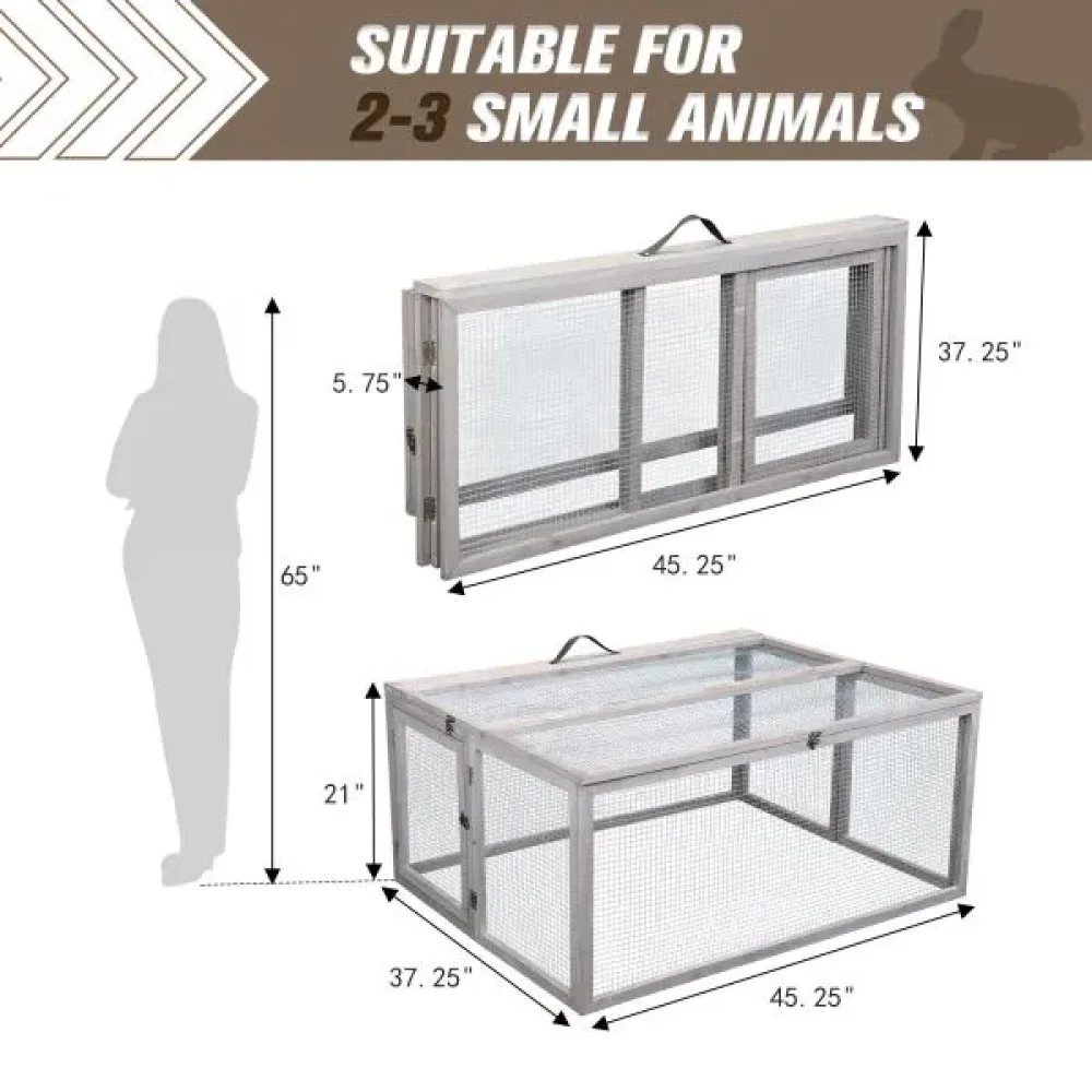 Portable Outdoor Collapsible Guinea Chick Run Bunny Cage Wood Folding Rabbit Hutch Animal Poultry Cage