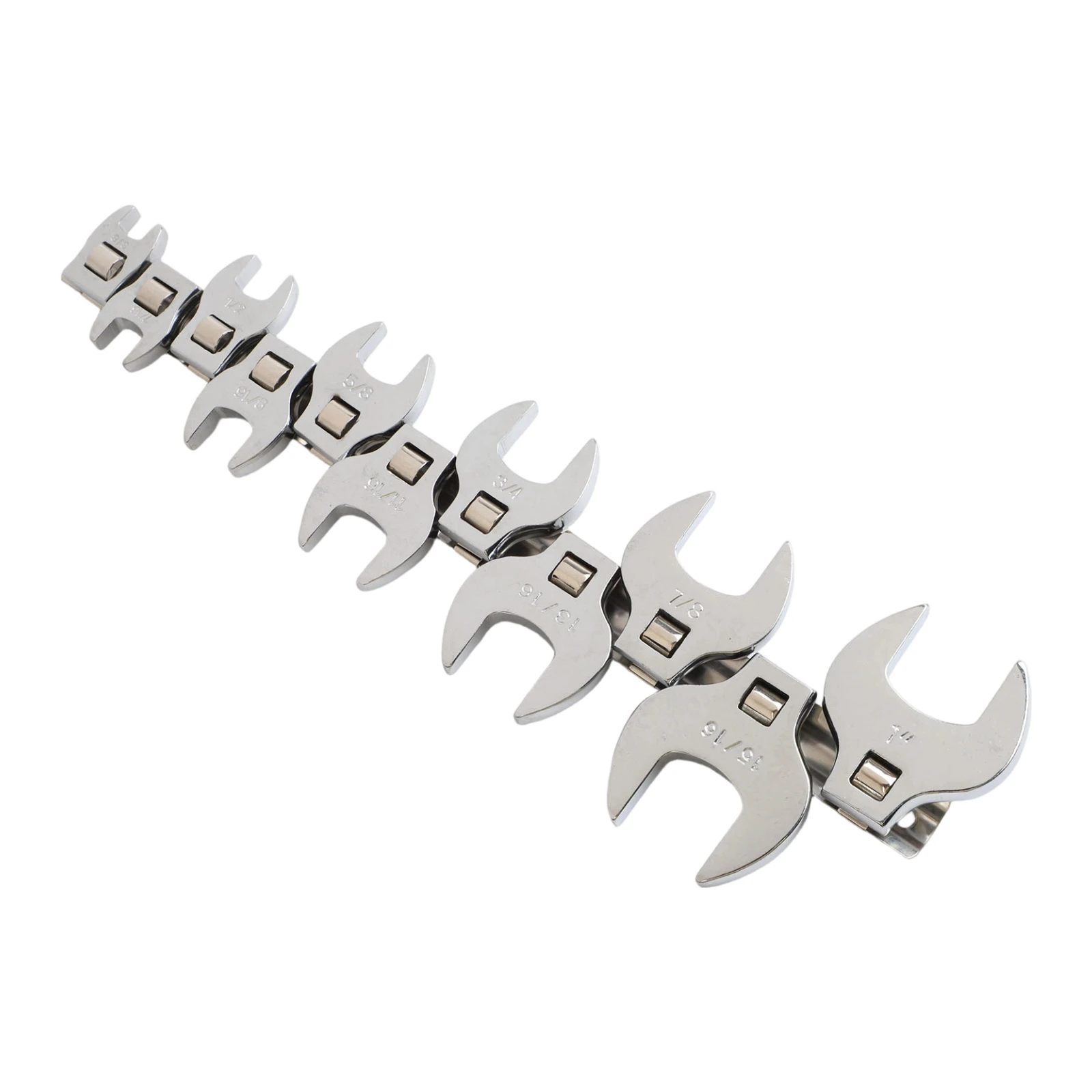 11-Piece 3/8-Inch Drive Crowfoot Wrench Set SAE/ 3/8 To 1 Inch Open End Spanner Chrome Plated Carbon Steel For Automotive Repair