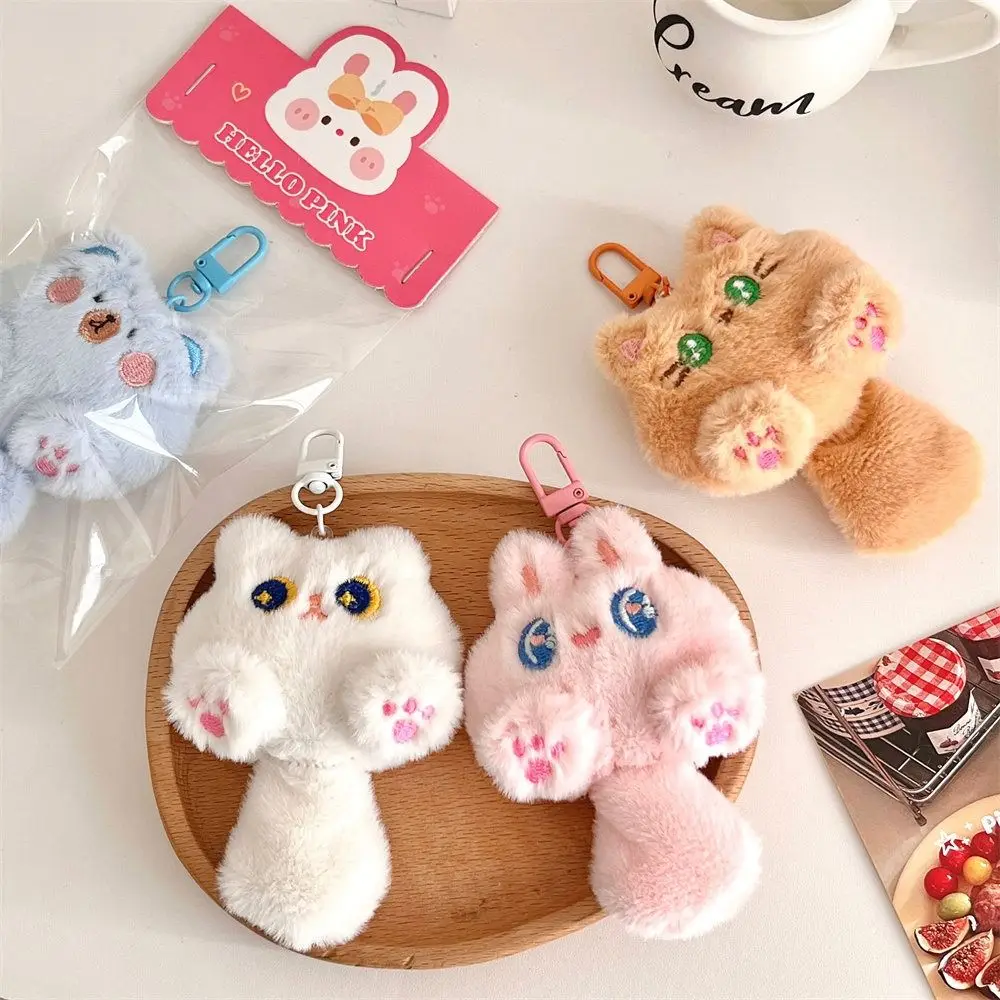 Soft Cute Cat Plush Keychain Stuffed Funny Rabbit Doll Keyring Creative Lovely Animal Pendant with Tail Car Key Pendant