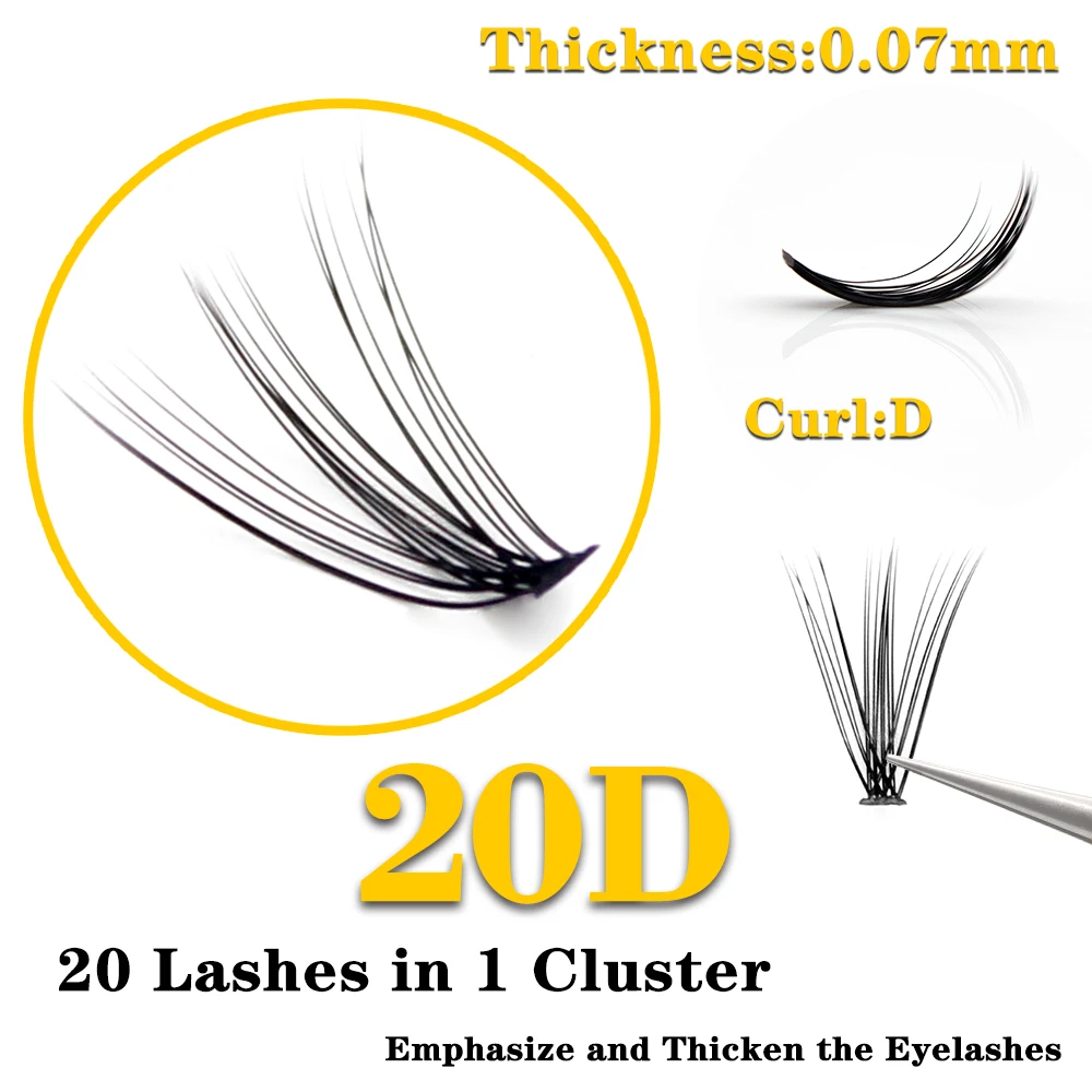 Kimcci 120 Bundles Mink Eyelash Extension Natural 3D Russian Volume Faux Eyelashes Individual 20D Cluster Lashes Makeup Cilia