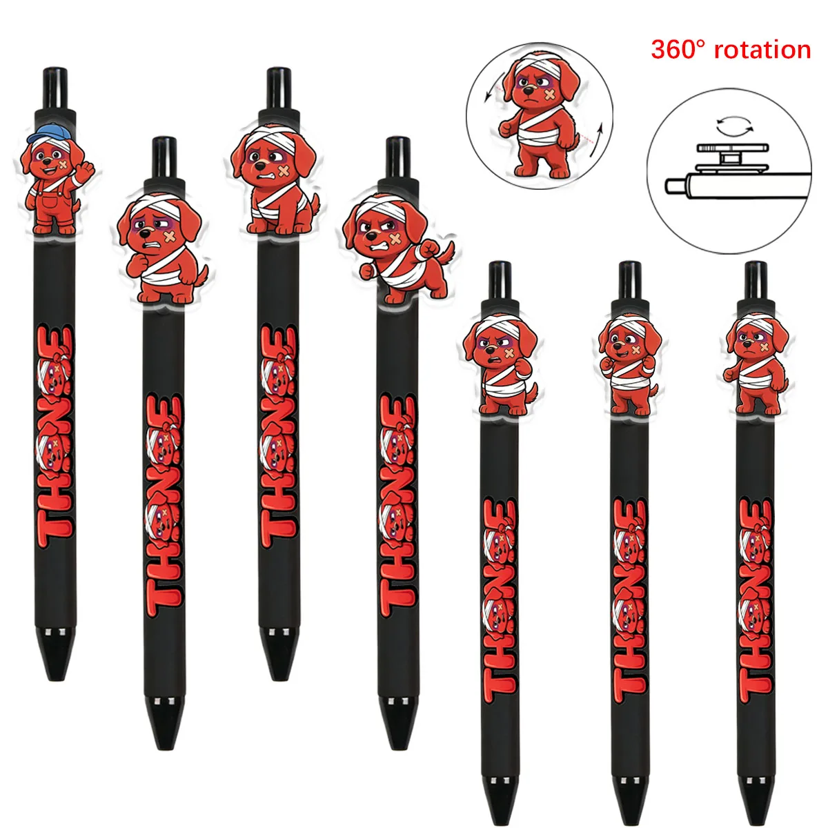 

7pcs/14pcs Little Red Dog Pattern Ballpoint Pen Rotating Gift Ballpoint Pen