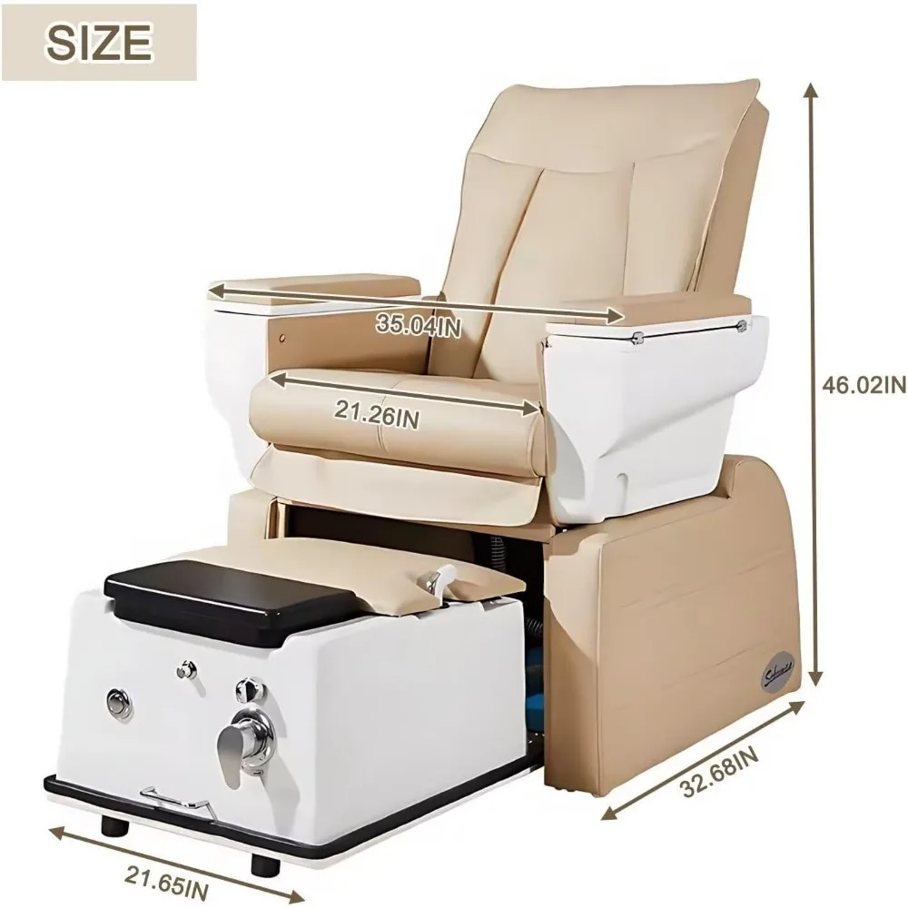 Pedicure Chair with Back Massage | Spa Chair with Multi-Angle Adjustment and Bath for space-saving pull-out foot bath basin