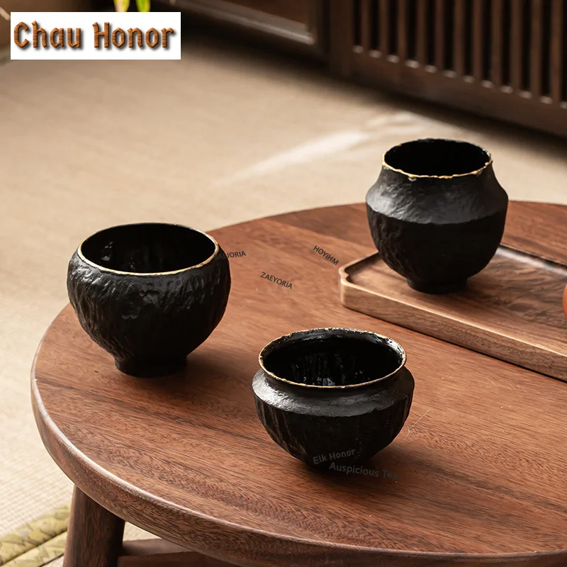 ZAEYORIA Hand-forged Black Iron Jianshui Washing Cup Bowl Small Tea Residue Bucket Water Washing Slag Tank Chaxi Teaware Craft
