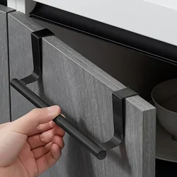 Towel Rod Over Cabinet Towel Rack Storage Organizer Bathroom Door Hanging Towel Rack Kitchen Cabinet Punch-free Rag Hanger