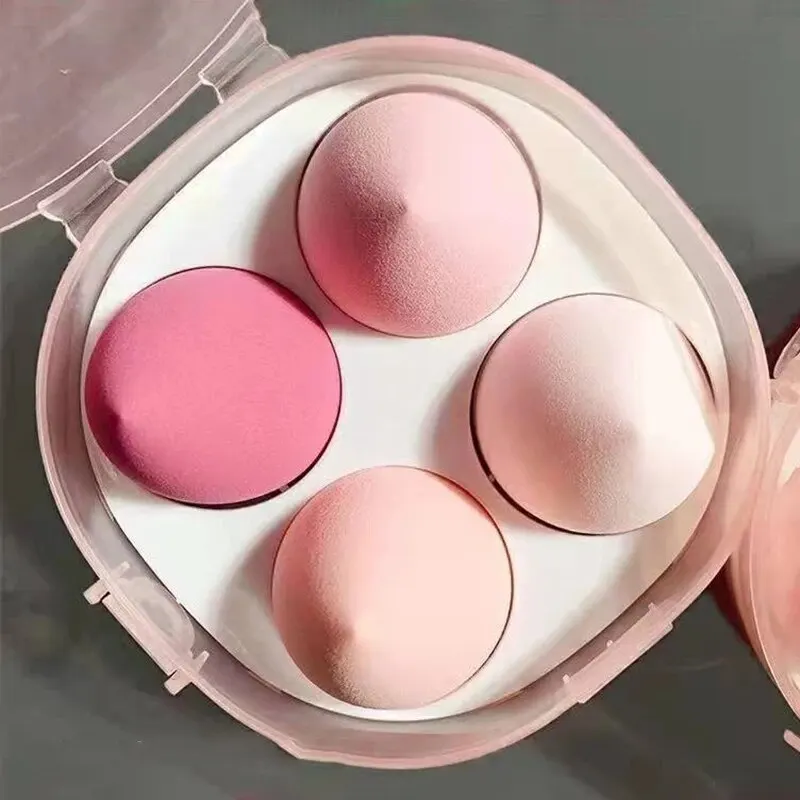 4 stuks Beauty Egg Make-up Spons Set Foundation Make-up Spons Met Eierdoos Perfect Voor Gezichtscrème Poeder