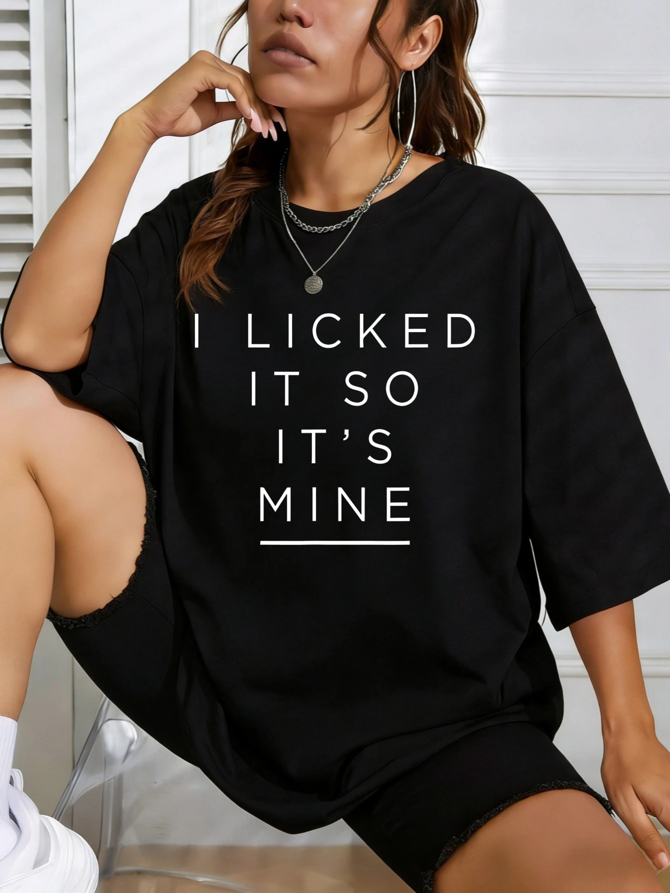 

Womens Funny 'I LICKED IT SO IT'S MINE' Printed Cotton Regular Fit Short Sleeve Casual Summer T Shirt Gift for Her