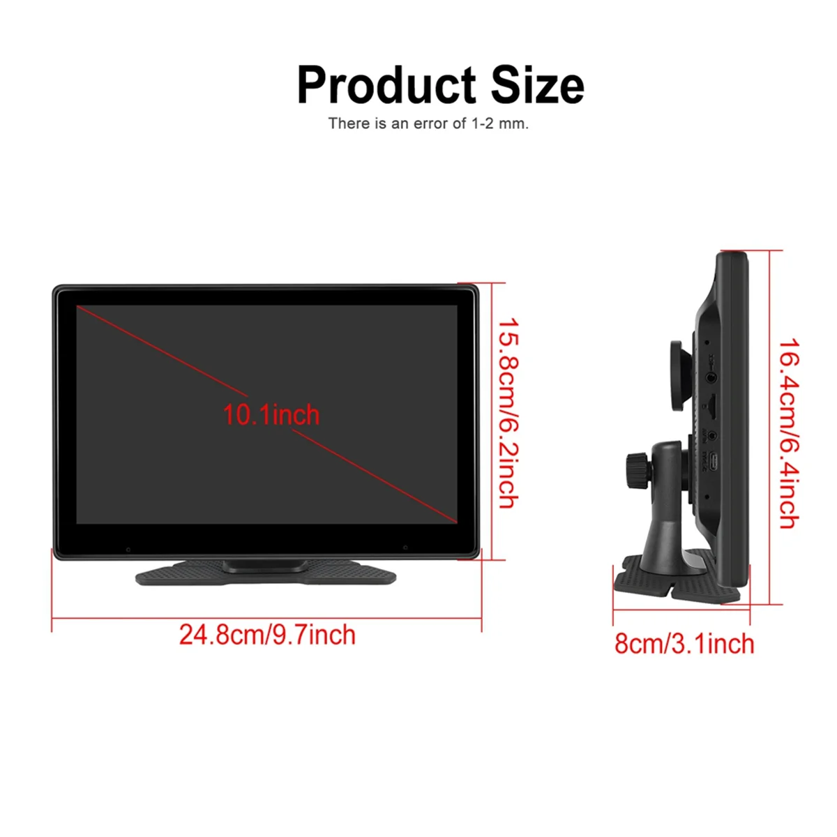 M85K 10.1Inch Touch Screen Wireless Carplay & Android Auto Portable Car Multimedia Player 4K DVR Dash Cam, Without Camera