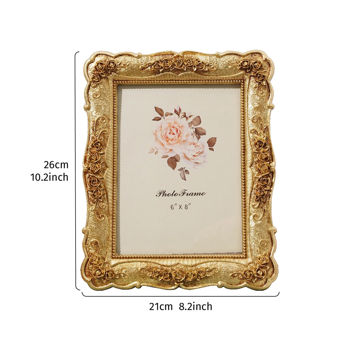 European-style Rectangular Golden Rose Relief Frame