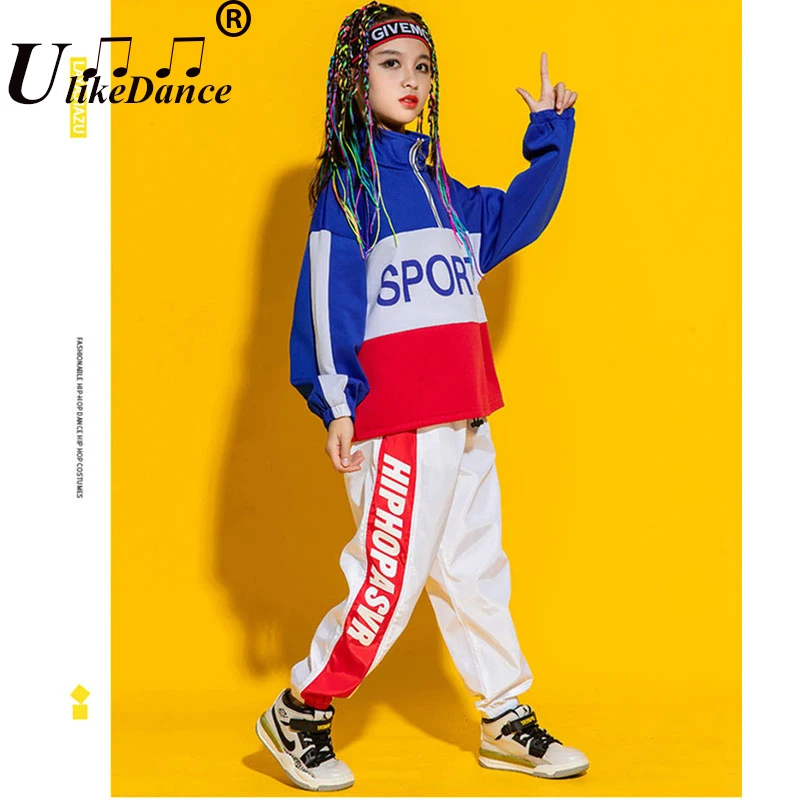 Girls Jazz Dance Costumes Girl Hip Hop Outfits Loose Tshirt Jogger Pants Clothing Boys Street Dancing Kids Modern Stage Wear