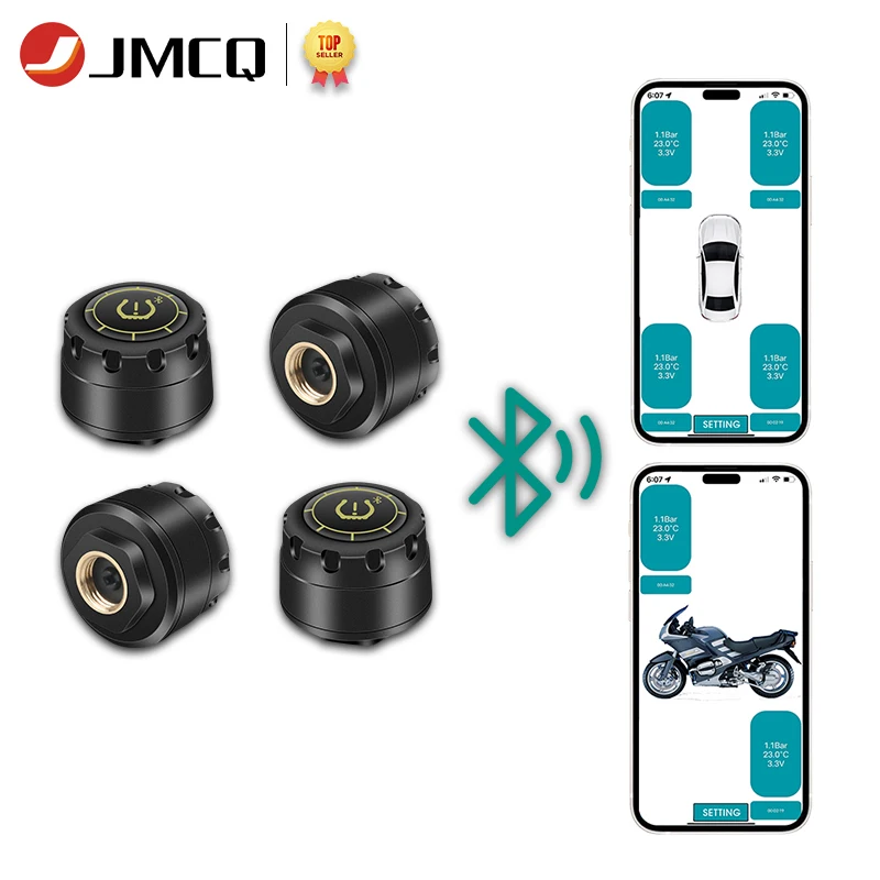 

JMCQ Wireless Bluetooth TPMS For Android iOS 2-4 Wheel Tyre Sensor Tire Pressure Monitoring System For cars and motorcycles