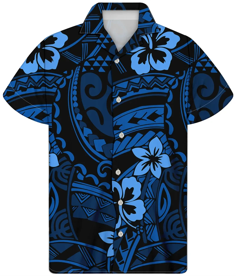 

Polynesian Shirt Men's Shirt Tops Flower Graphic Casual Short Sleeve Shirts Male 3d Printing Cardigans Summer Trendy Tops