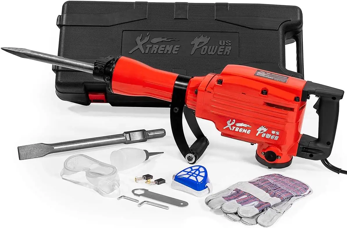 XtremepowerUS 2200W Demolition Electric Jack Hammer Power Drill Concrete Breaker Bar Point Chisel Bits Chisel Set