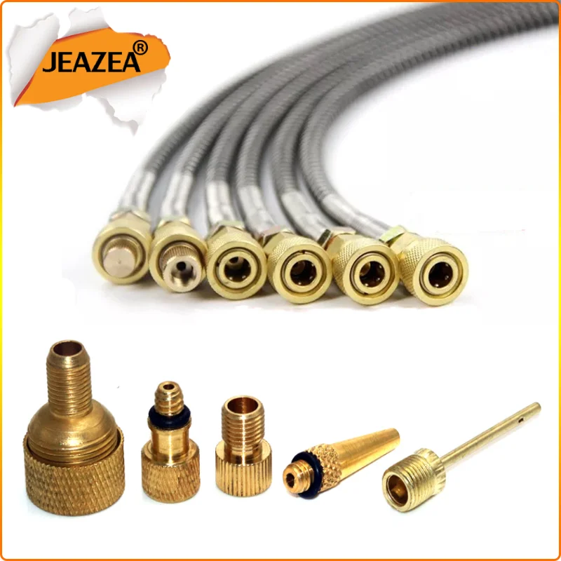 JEAZEA 5PCS Car Auto Brass Micro Set Tyre Wheel Tire Air Chuck Inflator Pump Valve Clip Clamp Connector Adapter