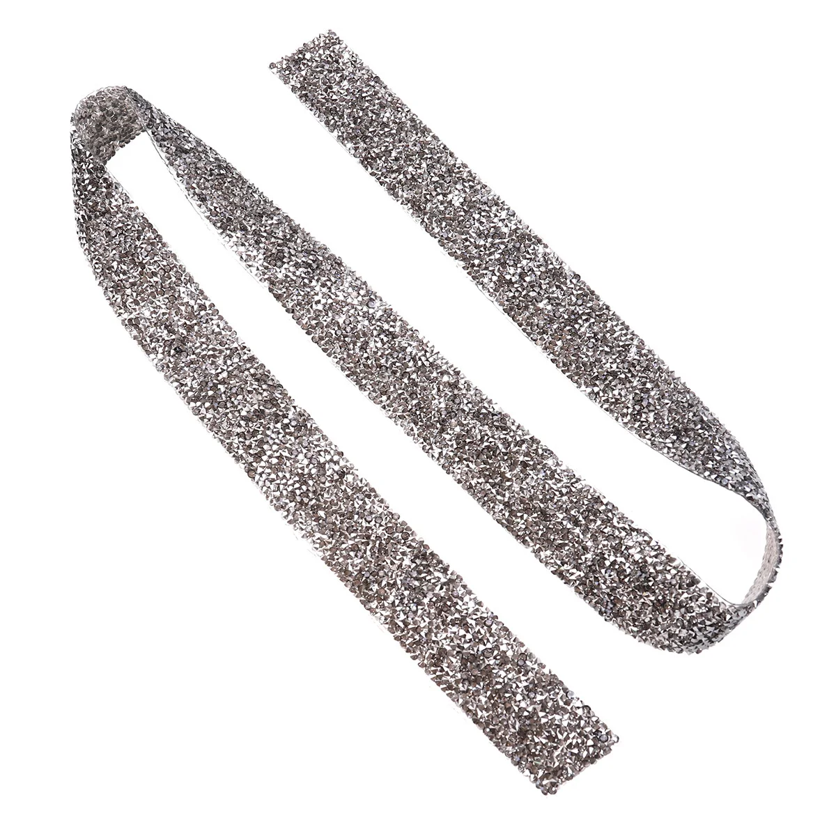 

3Cm Mine Grey Back Glue Rhinestone Mesh Ribbon Hot Fix Crystal Applique For Wedding Dress Belt Bridal Veil Decor Diamond Chain