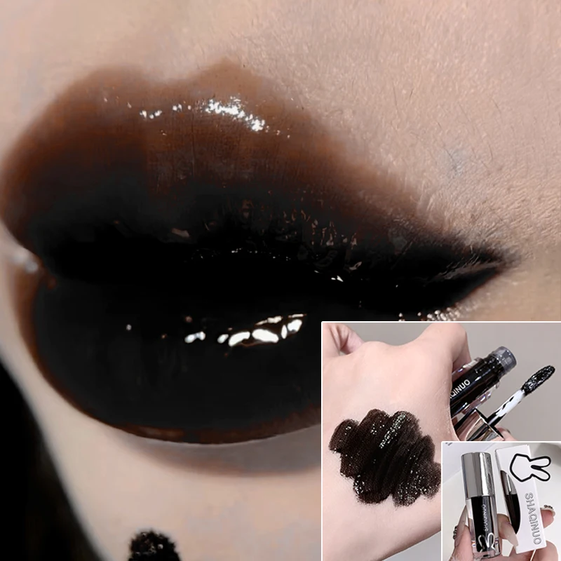 Black Lip Gloss Water Light Mirror Lip Glaze Nude Brown Metallic Silver Tint Lipstick Moisturizing Sweet Cool Girl Lip Makeup