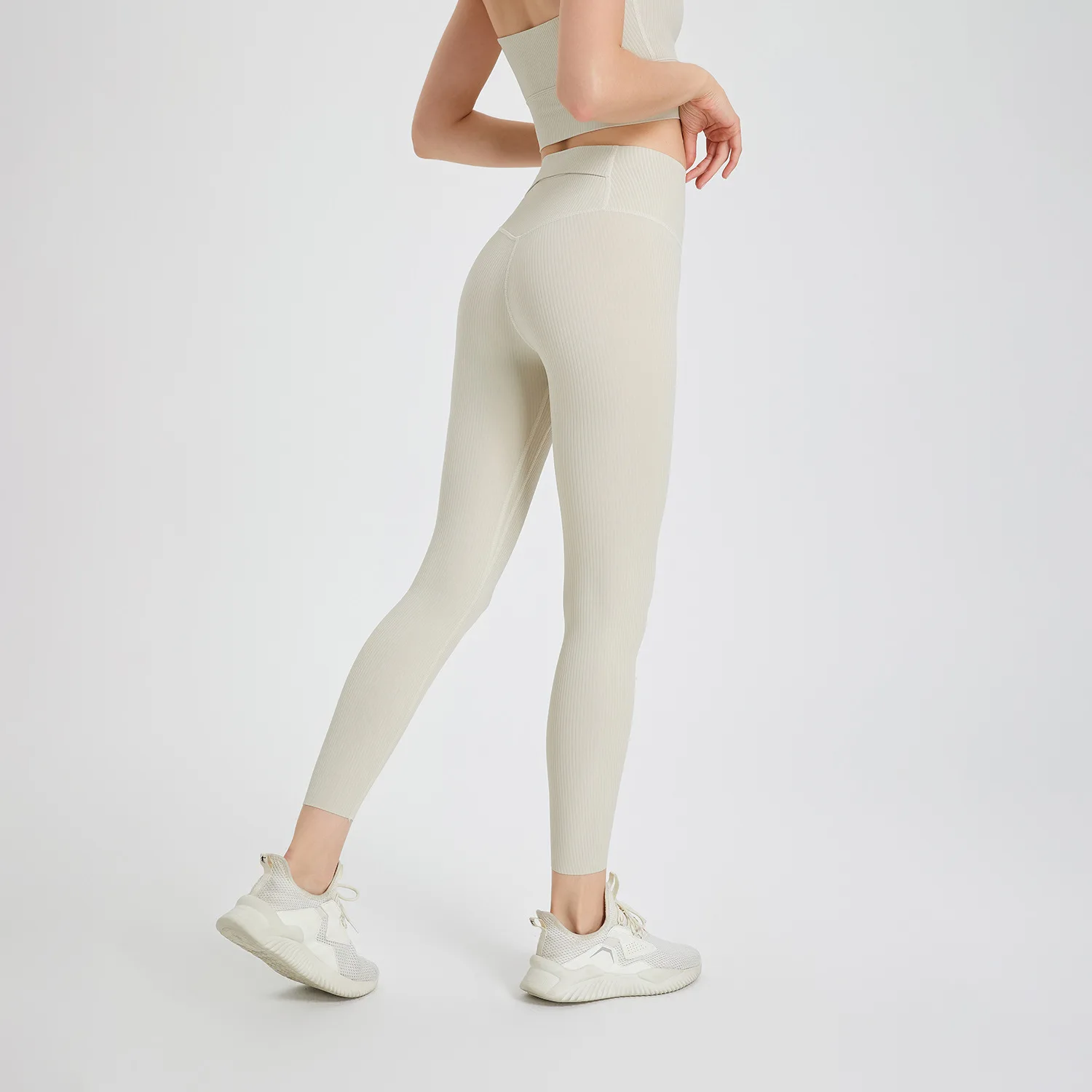 Mallas deportivas de cintura alta para mujer, pantalones de Yoga con textura a rayas, mallas elásticas para correr, levantamiento de cadera, gimnasio, Fitness