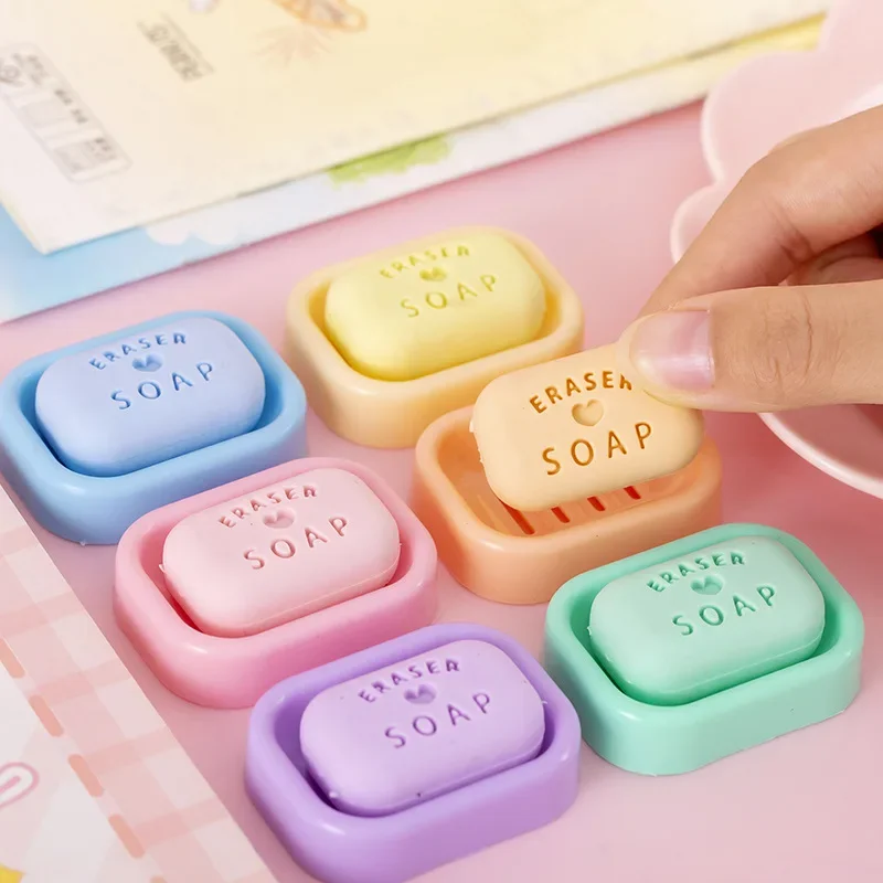 1 Pcs Kawaii Eraser Simulation Soap Eraser Fun Stationery For Students Aesthetic Stationery Kawaii Products Back To School