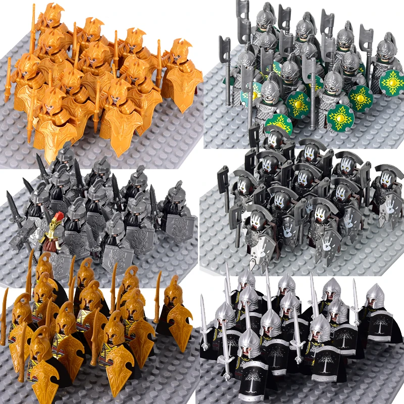 MOC Medieval Dwarf Warrior Elves Knights lotr Figures Building Blocks Accessories Armor Shield Weapon DIY Toys For Children gift