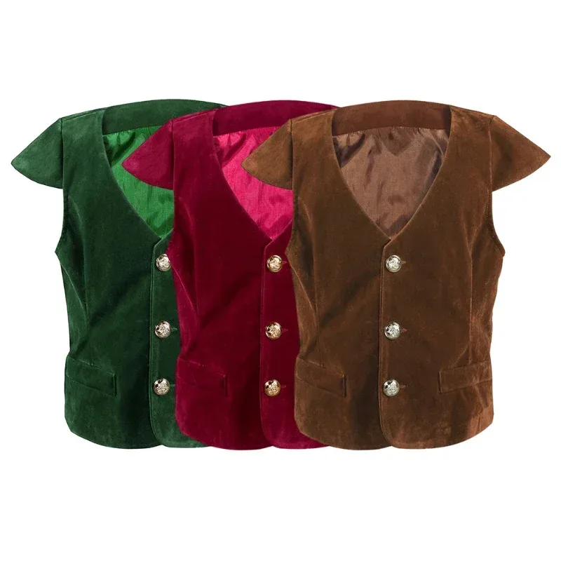 어린이 남아 중세 르네상스 빅토리아 시대 뱀파이어 코스프레 의상 어린이날 러플 해적 기사 의상 셔츠 조끼 바지;4